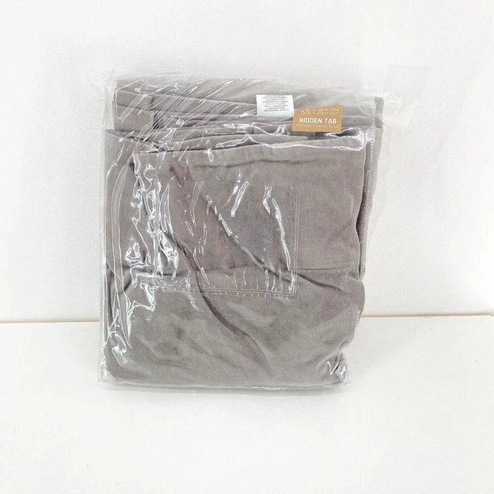 West Elm Velvet Window Panel Curtains 1 Panel Gray Cotton 48 X 84 NEW